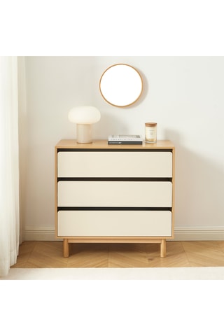 Commode 3 tiroirs  Thalia -  90 x 85 x 40 cm