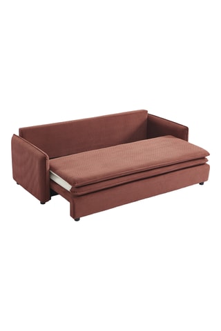 Canapé convertible  Cibola -  Rouge brique - 3 places - En tissu velours côtelé