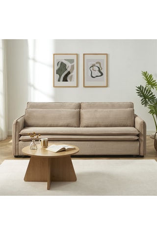 Canapé convertible  Cibola -  Taupe - 3 places - En tissu velours côtelé