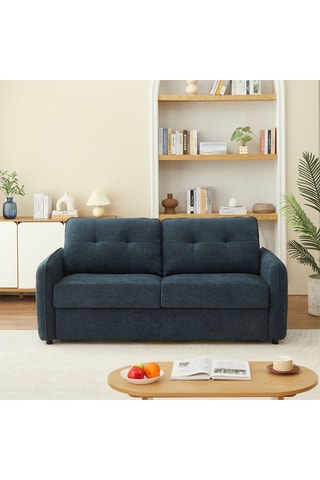 Canapé convertible en bois Impa -  Bleu canard - 3 places - En polyester