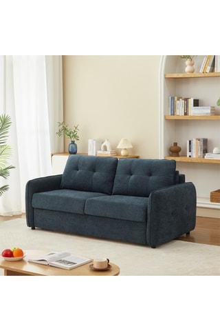 Canapé convertible en bois Impa -  Bleu canard - 3 places - En polyester