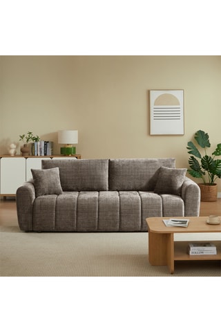 Canapé droit convertible en bois d'eucalyptus Jonea -  Marron - 3 places - En tissu texturé