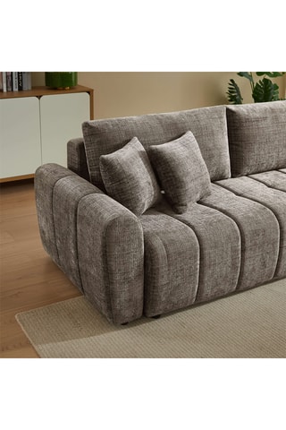 Canapé droit convertible en bois d'eucalyptus Jonea -  Marron - 3 places - En tissu texturé