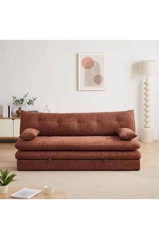 Canapé convertible Kiara -  Rouge brique - 3 places - En polyester