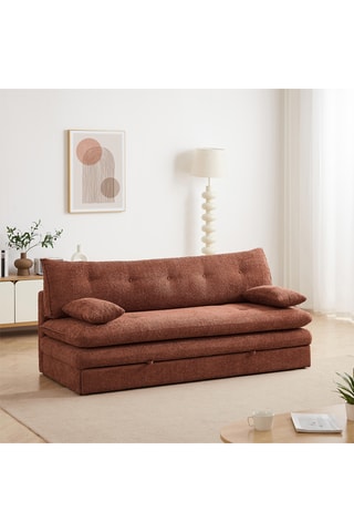 Canapé convertible Kiara -  Rouge brique - 3 places - En polyester