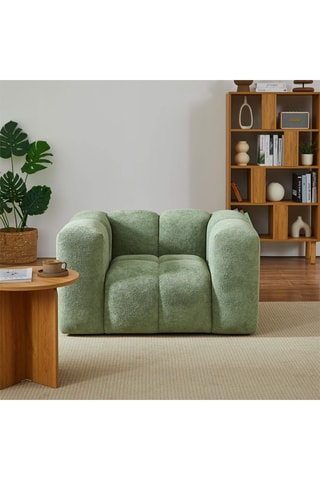 Fauteuil en bois Tasta -  Vert olive - En tissu