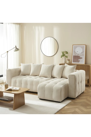 Canapé d’angle convertible  Levia -  Beige - 4 places - En tissu