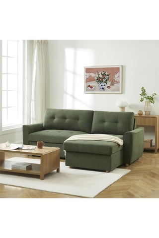Canapé d'angle convertible  Tamara -  Vert foncé - 4 places - En polyester