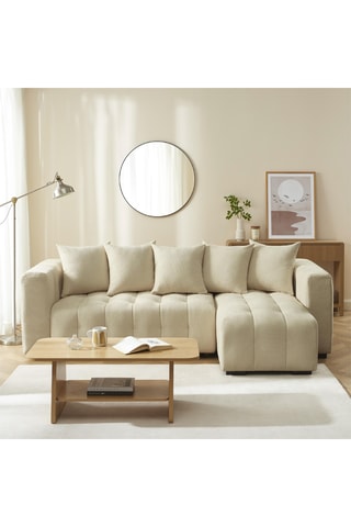 Canapé d’angle convertible  Levia -  Taupe - 4 places - En tissu