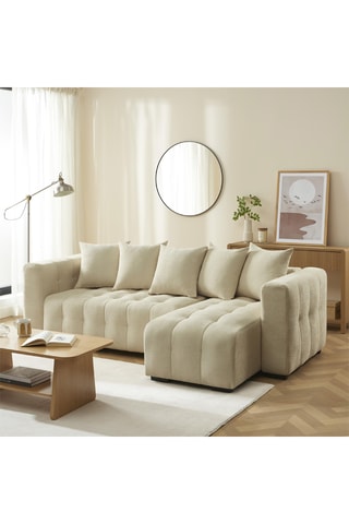 Canapé d’angle convertible  Levia -  Taupe - 4 places - En tissu