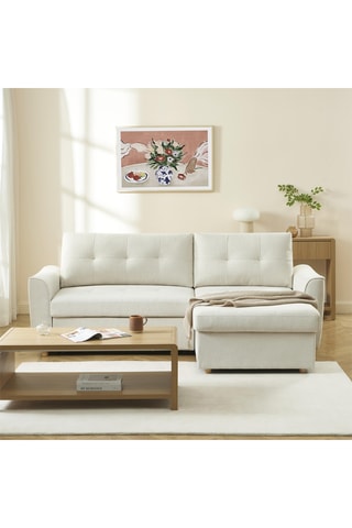 Canapé d'angle convertible  Tamara -  Beige - 4 places - En polyester