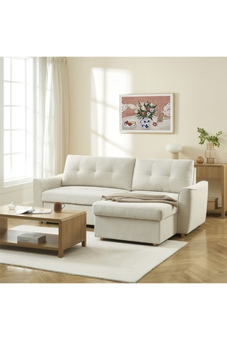 Canapé d'angle convertible  Tamara -  Beige - 4 places - En polyester