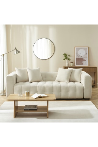 Canapé convertible en bois d'eucalyptus Levia -  Beige - 3 places - En tissu