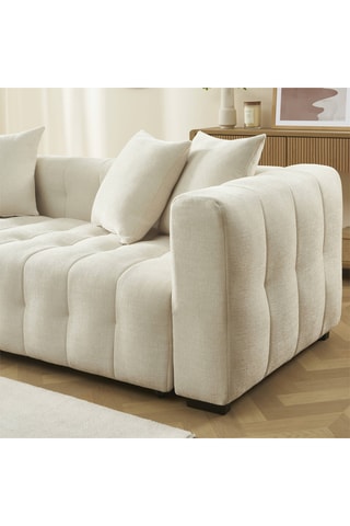 Canapé convertible en bois d'eucalyptus Levia -  Beige - 3 places - En tissu