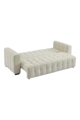 Canapé convertible en bois d'eucalyptus Levia -  Beige - 3 places - En tissu