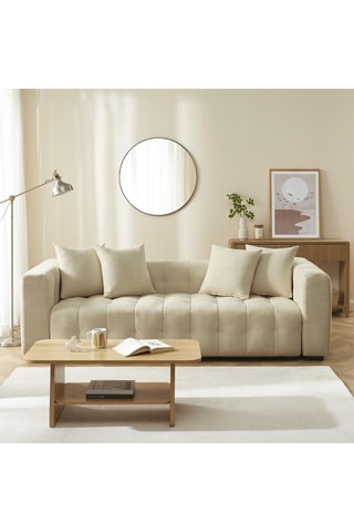 Canapé convertible   en bois d'eucalyptus Levia -  Taupe - 3 places - En tissu