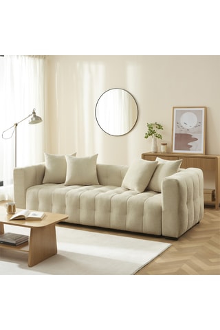 Canapé convertible   en bois d'eucalyptus Levia -  Taupe - 3 places - En tissu