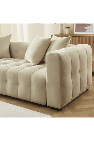 Canapé convertible   en bois d'eucalyptus Levia -  Taupe - 3 places - En tissu