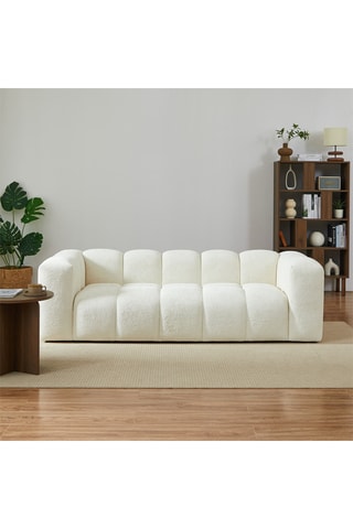 Canapé en bois massif Tasta -  Blanc - 3 places - En tissu