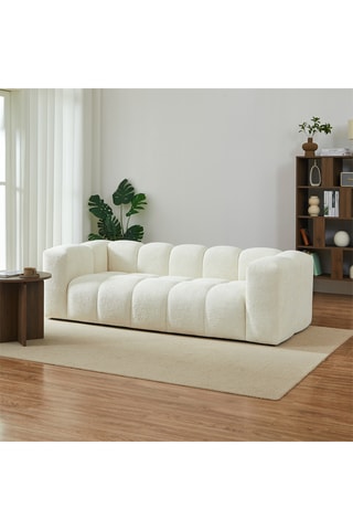 Canapé en bois massif Tasta -  Blanc - 3 places - En tissu