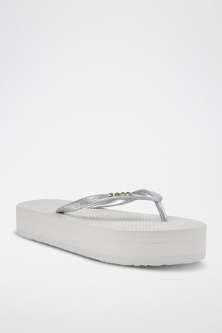 Chanclas con plataforma - Plateado