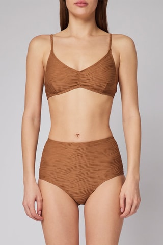 Shorty de bikini de talle alto - Marrón