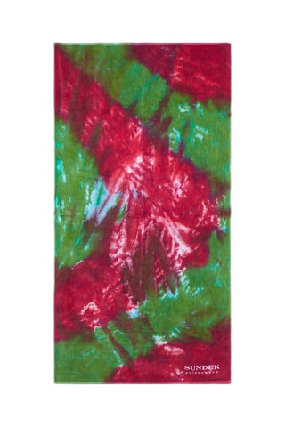 Toalla de lavabo tie-dye - Rosa y verde - 100 x 180 cm