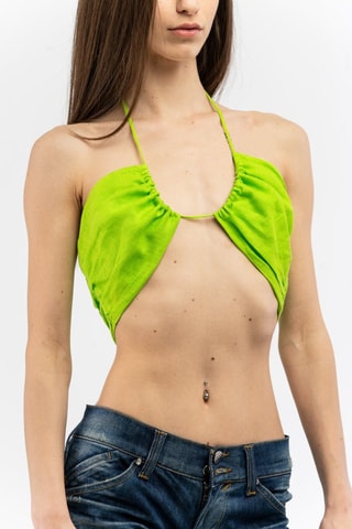 Crop top de lino - Verde