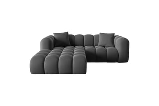 Canapé d’angle gauche modulaire Halley - Gris - 3 places - En tissu velours