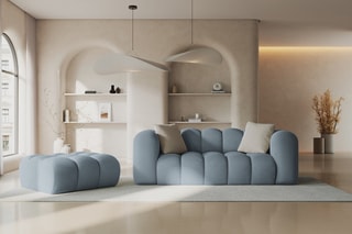 Canapé Halley - Ciel - 2 places - En tissu velours