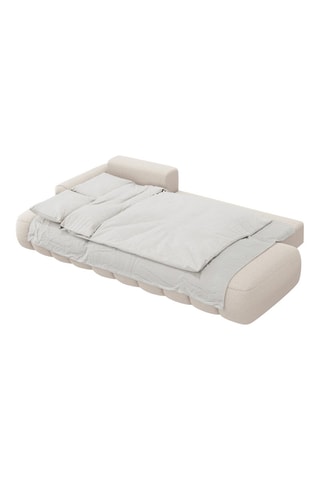 Canapé d'angle gauche convertible Kimi - Beige - 4 places - En polyester