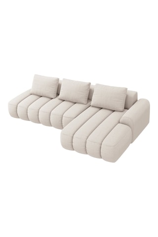 Canapé d'angle droit convertible Kimi - Beige - 4 places - En polyester