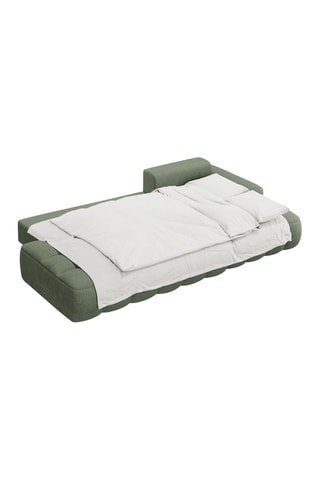 Canapé d’angle droit convertible Linz - Vert olive foncé - 3 places - En tissu structurel