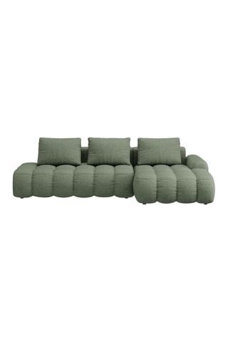 Canapé d’angle droit convertible Linz - Vert olive foncé - 3 places - En tissu structurel