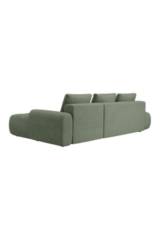 Canapé d’angle droit convertible Linz - Vert olive foncé - 3 places - En tissu structurel