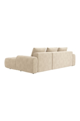 Canapé d’angle droit convertible Linz - Beige clair - 3 places - En tissu velours
