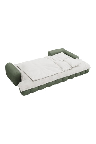 Canapé d’angle droit convertible Linz - Vert olive foncé - 3 places - En tissu structurel