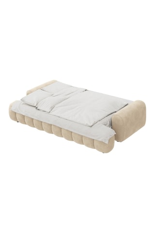 Canapé convertible Linz - Beige clair - 4 places - En tissu velours