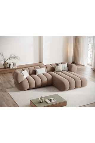 Canapé d'angle droit Koge - Beige foncé - 5 places - En polyester