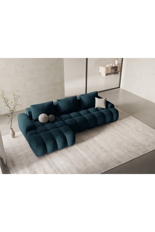 Canapé d’angle gauche convertible Linz - Bleu foncé - 3 places - En polyester