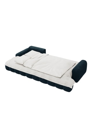 Canapé d’angle gauche convertible Linz - Bleu foncé - 3 places - En polyester