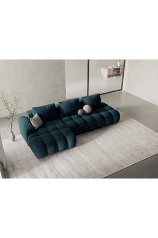 Canapé d’angle gauche convertible Linz - Bleu foncé - 3 places - En polyester