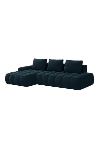 Canapé d’angle gauche convertible Linz - Bleu foncé - 3 places - En polyester