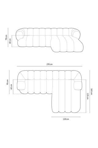 Canapé d’angle droit Koge - Vert foncé - 5 places - En tissu velours