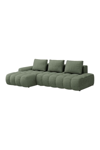 Canapé d’angle gauche convertible Linz - Vert olive foncé - 3 places - En tissu structurel