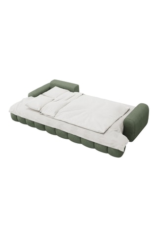 Canapé d’angle gauche convertible Linz - Vert olive foncé - 3 places - En tissu structurel