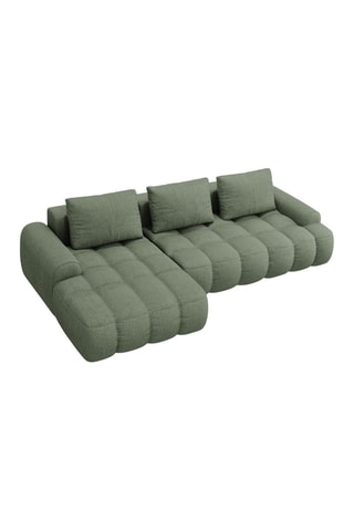 Canapé d’angle gauche convertible Linz - Vert olive foncé - 3 places - En tissu structurel