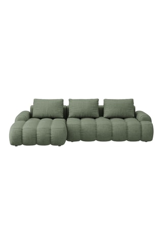 Canapé d’angle gauche convertible Linz - Vert olive foncé - 3 places - En tissu structurel