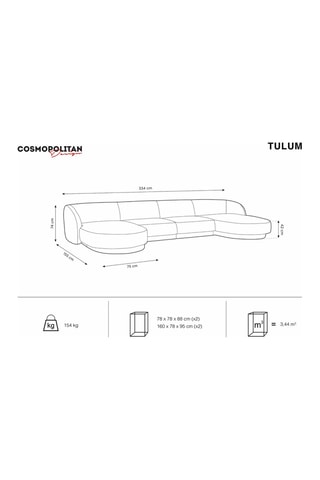 Canapé panoramique Tulum - Terracotta - 5 places - Tissu chenille