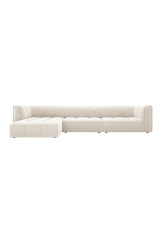 Canapé modulable Adams - Beige clair - 5 places - Tissu toucher velours